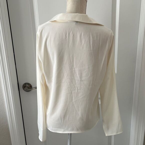 Rachel Zoe Elegant Cream Blouse with Double Front Tie - Picture 7 of 9